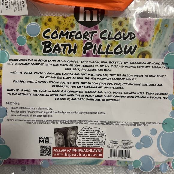 Hi Peach Layne Comfort Cloud Bath Pillow, White NEW!! - Picture 4 of 5
